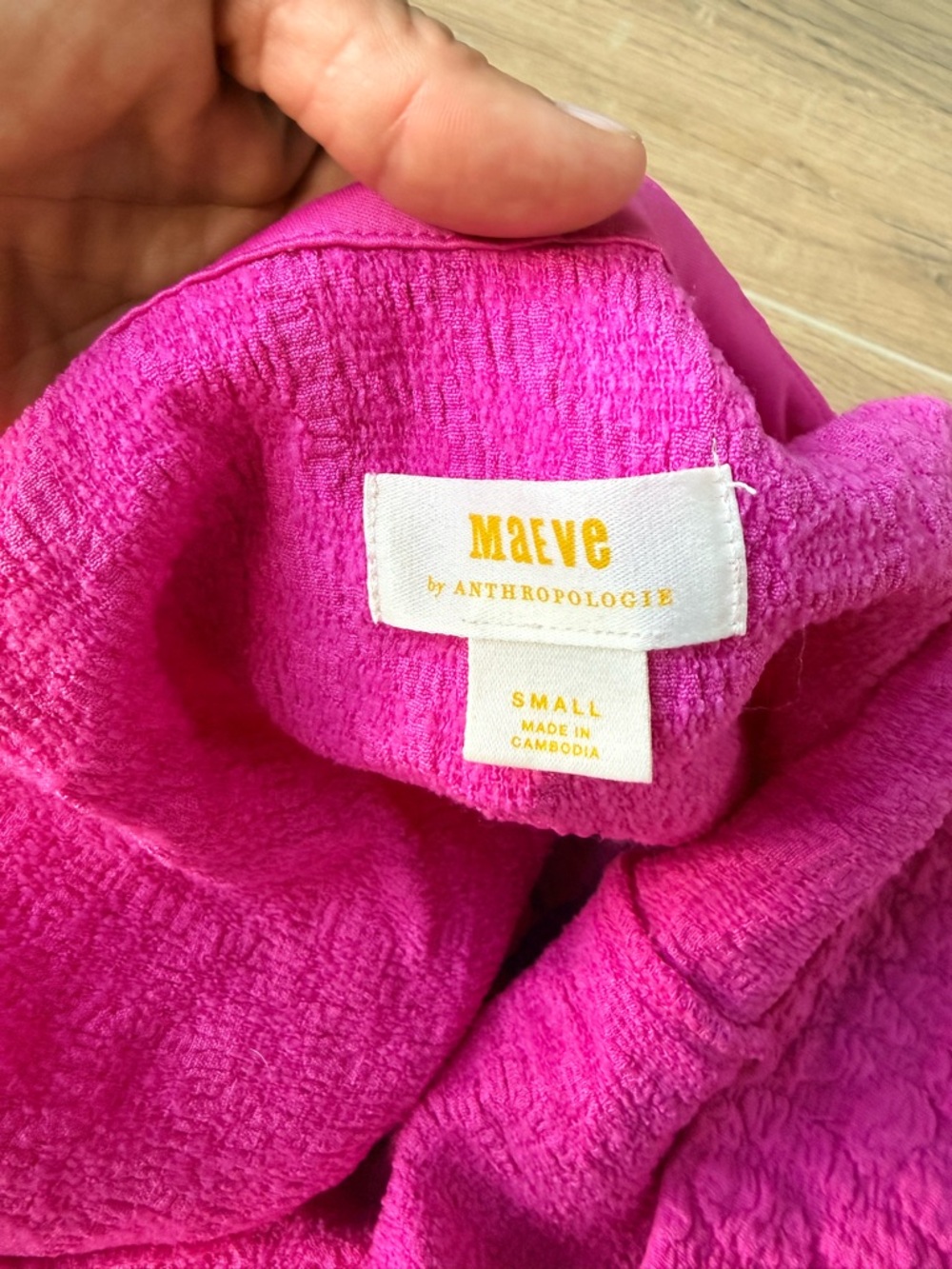 Maeve Textured Scoop Crop Top in Bright Pink - Picture 3 of 3
